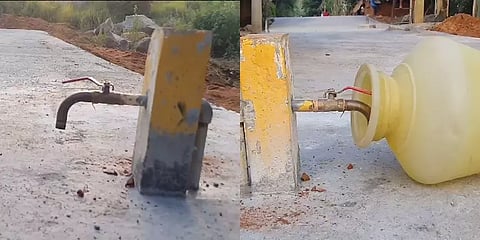 இதுக்கு இல்லையா சார் ஒரு முடிவு! தெருக்குழாயை மூடி கான்கிரீட் சாலை அமைத்த ஒப்பந்ததாரர்!