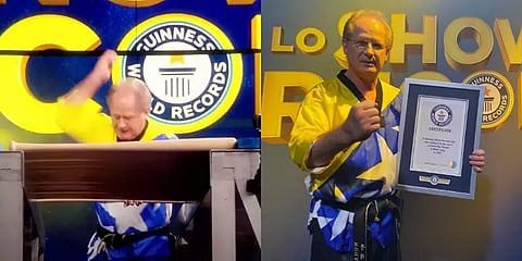 60 விநாடிகளில் 68 பேஸ்பால் மட்டைகளை உடைத்து 63 வயது முதியவர் கின்னஸ் சாதனை!