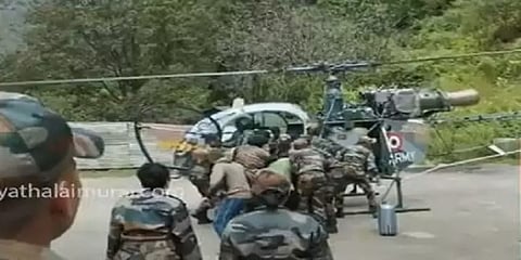 ராணுவ ஹெலிகாப்டர் கீழே விழுந்து விபத்துக்குள்ளானதில் பைலட் மரணம்.!