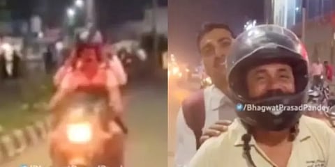 ”என்னாஹ்ஹ் ட்ரிக்கா ஹெல்மெட்ட மாட்டி விட்ருக்காங்க” - வியந்துப்போன போலீஸ்.. வைரல் வீடியோ!