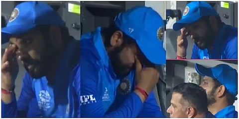 தோல்விக்குப் பிறகு கண் கலங்கிய ரோகித் சர்மா - ஆறுதல் கூறிய ட்ராவிட்; வைரலாகும் வீடியோ!