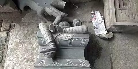 100 கிலோ எடையுள்ள சிலை - தூக்கிச்செல்லமுடியாத விரக்தியில் போட்டுடைத்த திருடர்கள்!