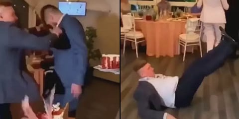 கேக்கை பாழாக்கிய போதை ஆசாமி.. முகத்தில் குத்து விட்ட மணமகன்.. வைரல் வீடியோவும் பின்னணியும்