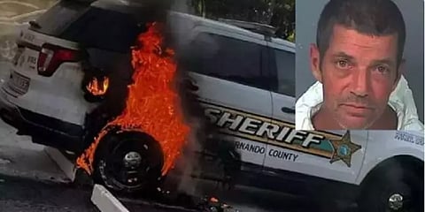 `ஒருதடவ முடிவுபண்ணிட்டா, என் பேச்சை நானே கேட்கமாட்டேன்’- போலீஸ் வாகனத்துக்கு தீவைத்த நபர்