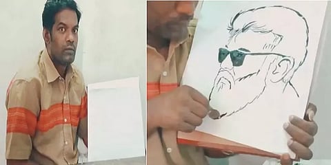 `காசேதான் கடவுளடா....’ பாணியில் காசு கொண்டு அஜித் ஓவியத்தை வரைந்த ரசிகர்!