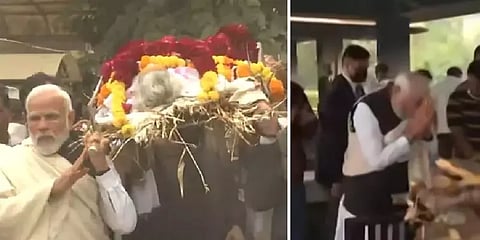 பிரதமர் மோடியின் தாயார் உடல் தகனம் : அவரவர் பணியை செய்ய குடும்பத்தினர் வேண்டுகோள்