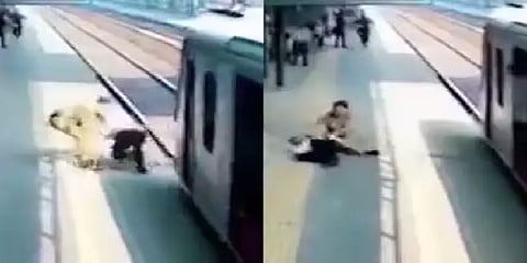 பிளாட்ஃபார்மில் ஏற வந்தவரை பளாரென அறைந்த RPF போலீஸ்.. வைரல் வீடியோவின் திக் திக் நொடிகள்!