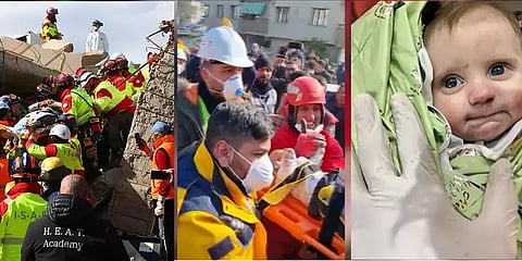 துருக்கி: 128 மணி நேரம் இடிபாடுகளில் சிக்கியிருந்த 2 மாத குழந்தை பாதுகாப்பாக மீட்பு!