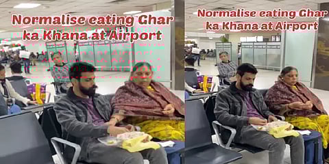 ”வீட்டு சாப்பாடு சாப்பிட்டா என்னவாம்..” - airport-ல் அம்மாவுடன் ஆலு பராத்தா உண்ட இளைஞர்!