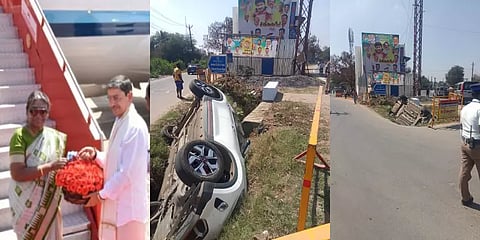 மதுரையில் குடியரசுத் தலைவர் செல்வதற்காக இருந்த வழித்தடத்தில் கார் கவிழ்ந்து விபத்து!