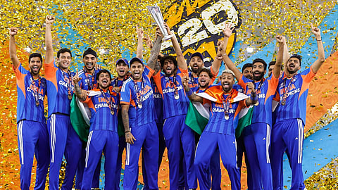 Suryakumar yadav lifting T20 World cup trophy