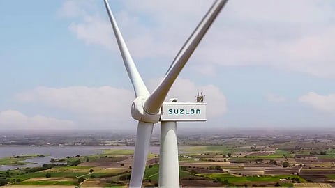 Suzlon wind turbine at a utility-scale wind energy project.