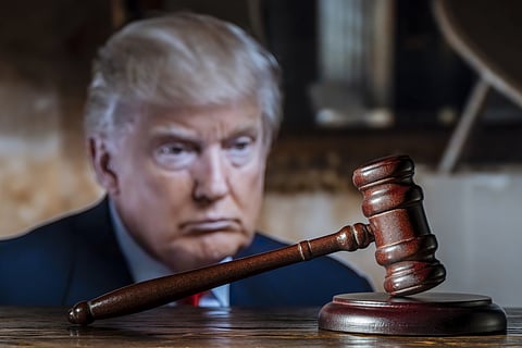 Donald Trump and the court session.
