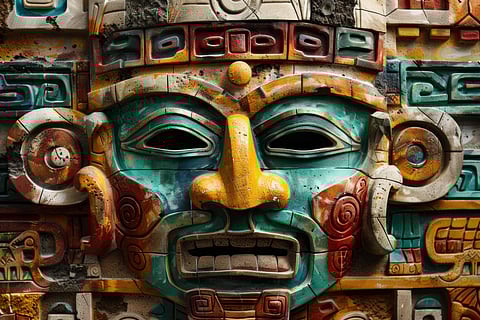 Ancient mayan mask sculpture