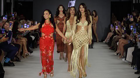 Sandra Valencia and models walk the runway for Amarotto Swimwear