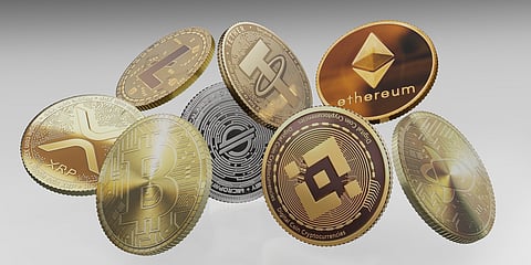 Cryptocurrencies with bitcoin litecoin and ethereum symbols