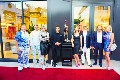 Ferrari Club of Miami with Ferrari Horse Statue by Lorenzo Ghiglieri