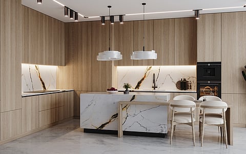 Paonazzo Marble Matterhorn Leathered Kitchen