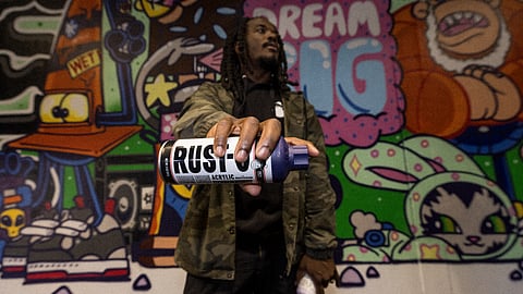 Artist George F Baker III at the Rost-Oleum Launch Party at Secret Walls