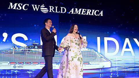 MSC World America Naming Ceremony: Drew Barrymore and Orlando Bloom
