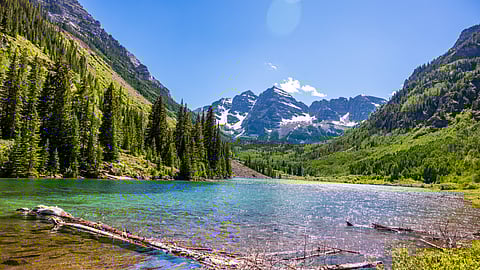 Maroon Bells and Maroon Lake in the Summer