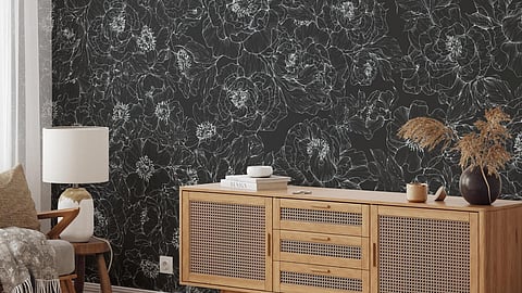 Chic Interior Ideas Using Dark Grey Wallpaper and Wallpaper for a Girl’s Bedroom