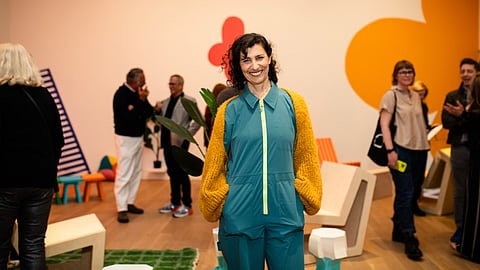 Almond Zigmund in Wading Room at Guild Hall