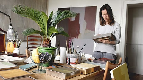 Derboah Tarr Working in Studio