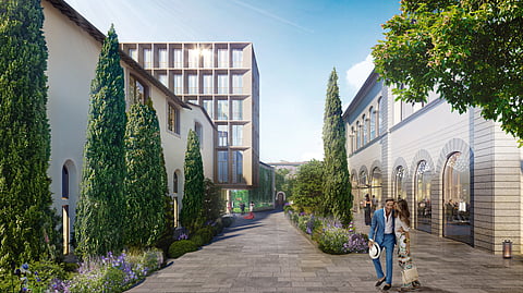 Pathway to Culture: Hotel Grounds Lead Toward the Onsite Amphitheatre