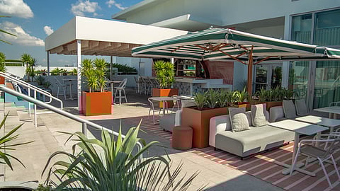 Lush Lounge Corners Meet a Chic Poolside Bar at Vista Rooftop