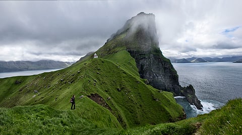 Misty Hike Toward the Iconic Kallur Lighthouse