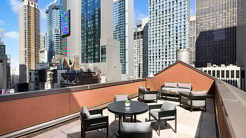 Private Terrace Overlooks Midtown Manhattan’s Skyline at The Muse New York