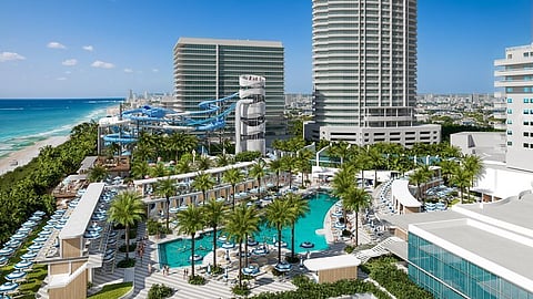Fontainebleau Miami Beach Pool Deck Expansion south facing aerial view