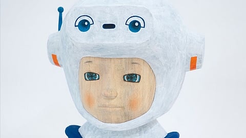 "Portrait of Someone", 2025, Camphor Wood, Acrylic, Resin, 25 x 21 x 18 cm