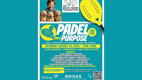 Padel for a Purpose Flyer Showing the Brady Hunter Foundation Charity Event
