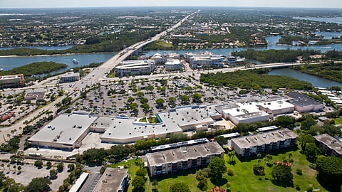 Aerial View Of Jupiter’s Bustling Commercial Hub Along The Intracoastal