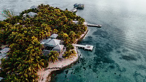 Aerial view of Cayo Espanto Island Resort