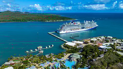 Carnival cruise ship docked at Amber Cove Puerto Plata Dominican Republic