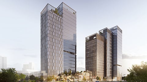 Exterior of Mandarin Oriental Seoul hotel towers