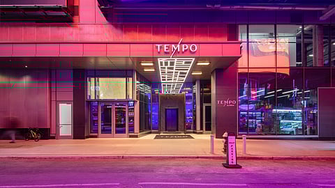 Hotel entrance of Tempo by Hilton Times Square