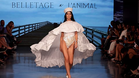 Striking white ensemble silhouette at Belletage x L’Animal NYFW