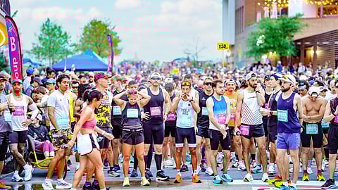 A sea of runners at the Irving Marathon