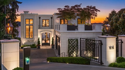 1615 Roanoke Way property entrance at sunset