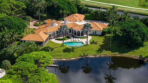 An aerial perspective of 6003 Le Lac Road, Boca Raton, Florida