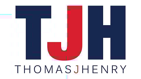 Thomas J. Henry logo in red and navy blue