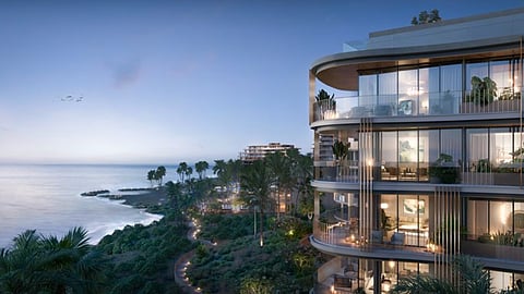Aerial view of Ocean House Penthouse overlooking the Caribbean Sea