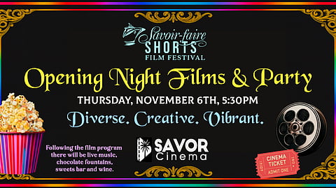 Poster for Savoir-Faire Shorts Film Festival opening night at Savor Cinema