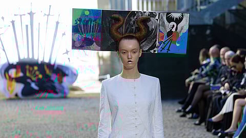 Model showcasing Francesca Liberatore's Alètheia in Milan