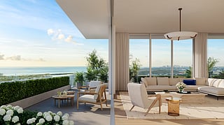 Ocean-view terrace and living room at Viceroy Residences Fort Lauderdale