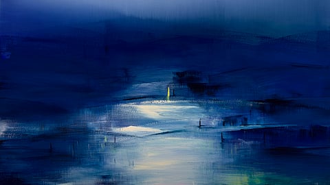 Abstract blue painting by Feng Xiao-Min